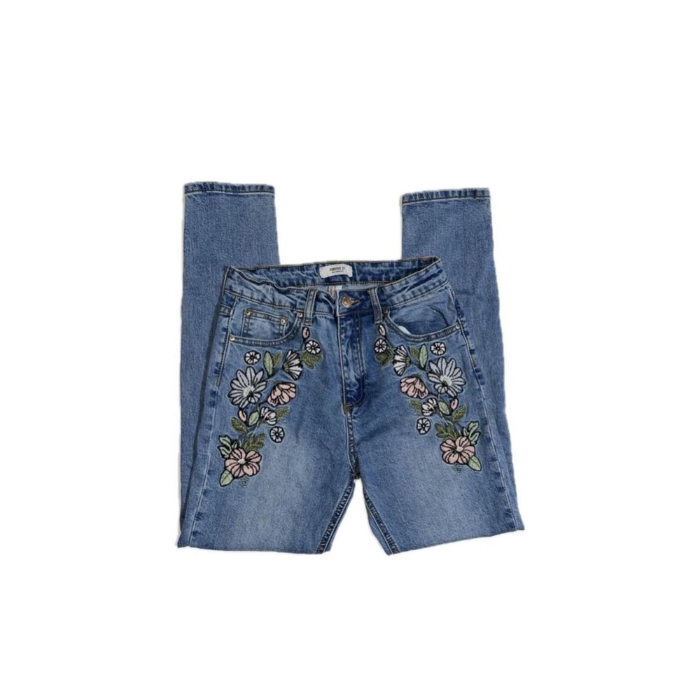 Embroidered Flowers Forever 21 Blue Jeans